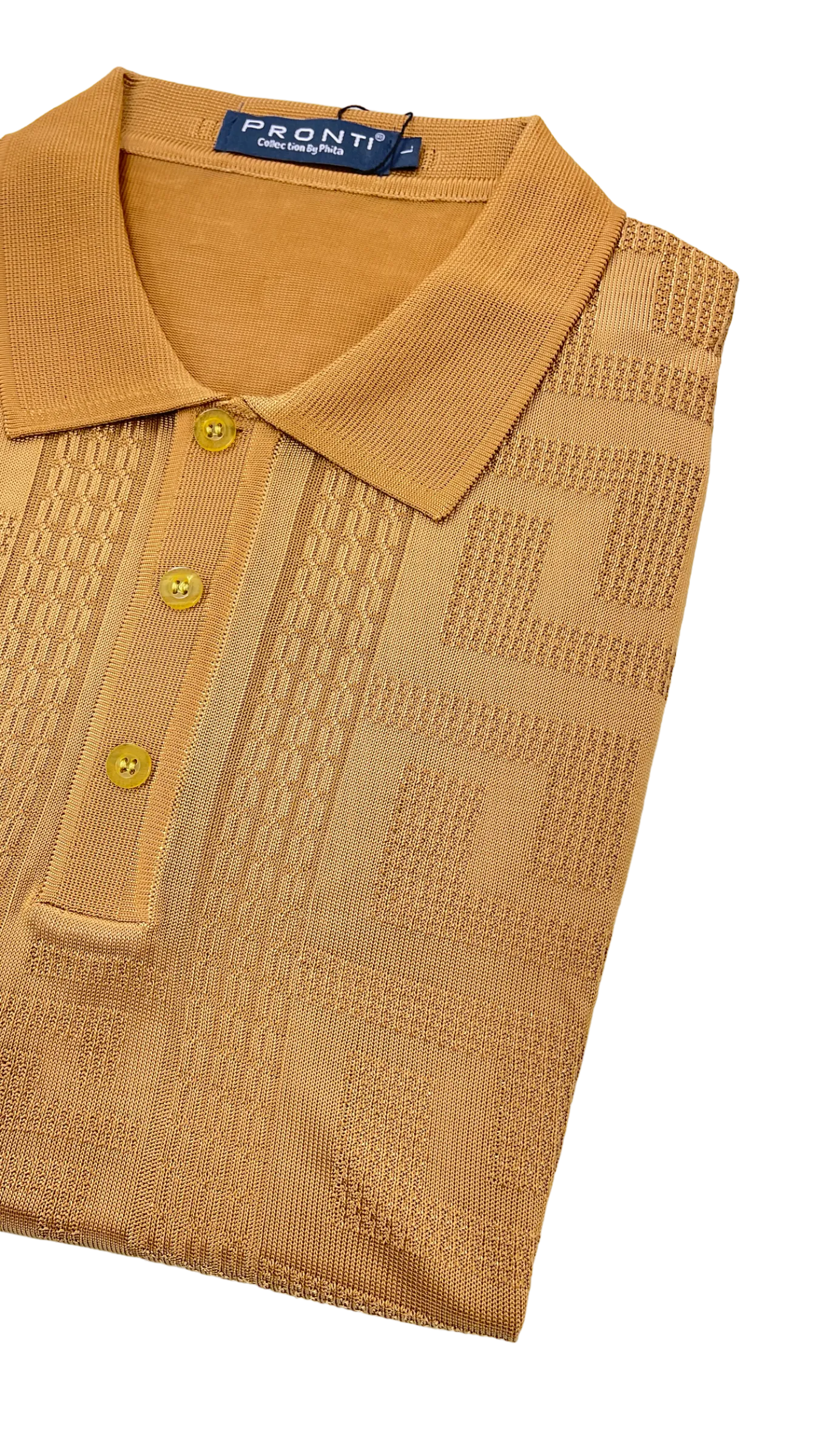 Gold men's polo short sleeves T-shirt greek key style