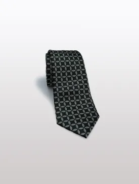Green Circular Check Patterned Microfiber Tie