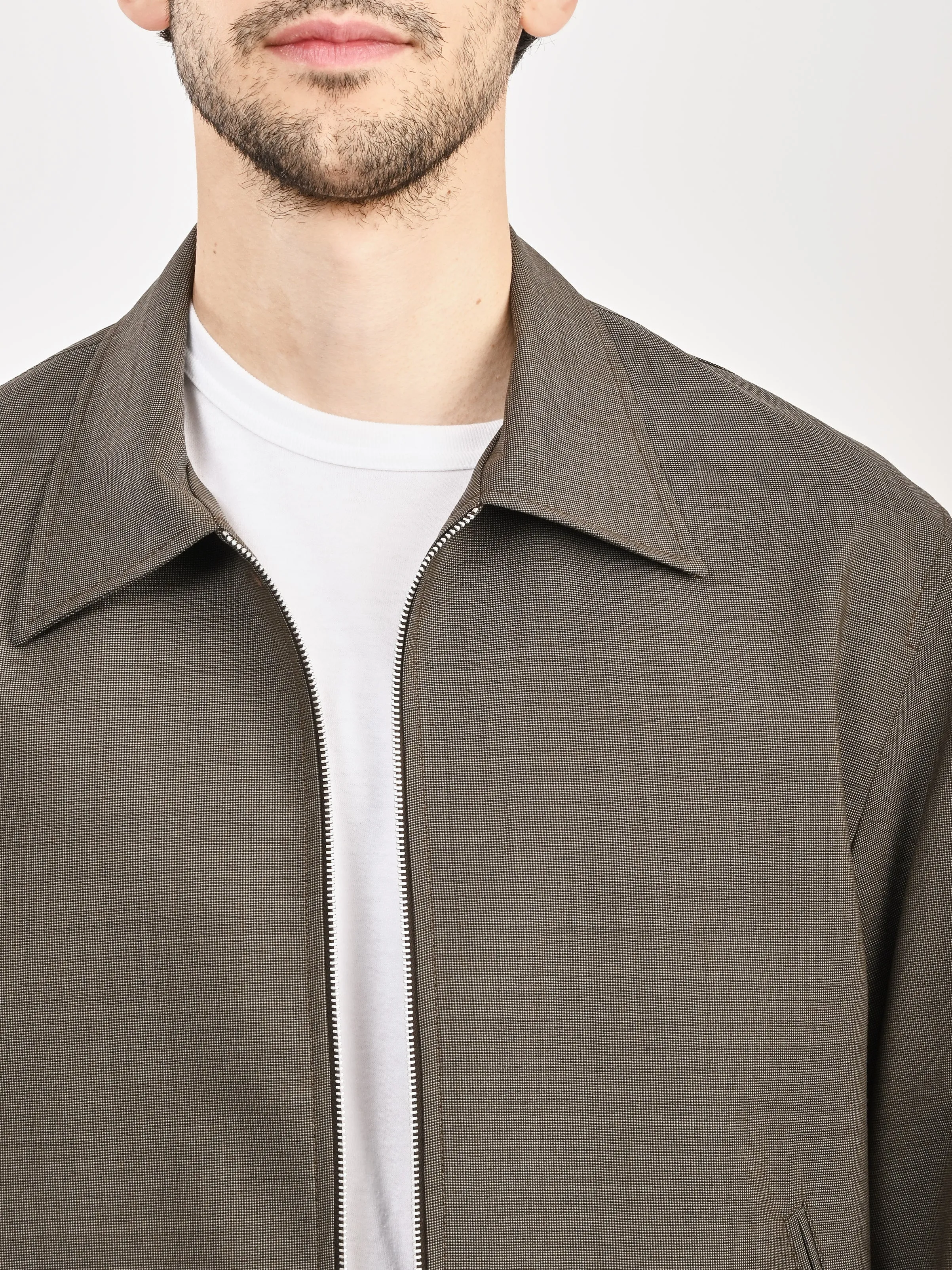 Grey Atom Check Wool Mini Jacket