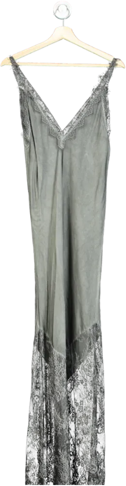 Grey Lace Trim Slip Dress One Size
