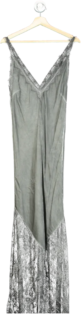 Grey Lace Trim Slip Dress One Size