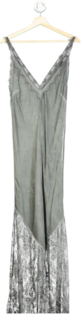 Grey Lace Trim Slip Dress One Size