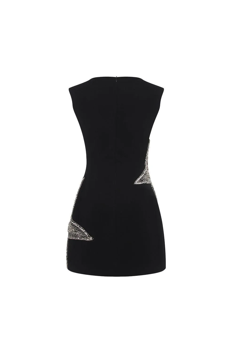 Hibiscus Bodycon Boat Neck Crepe Mini Dress