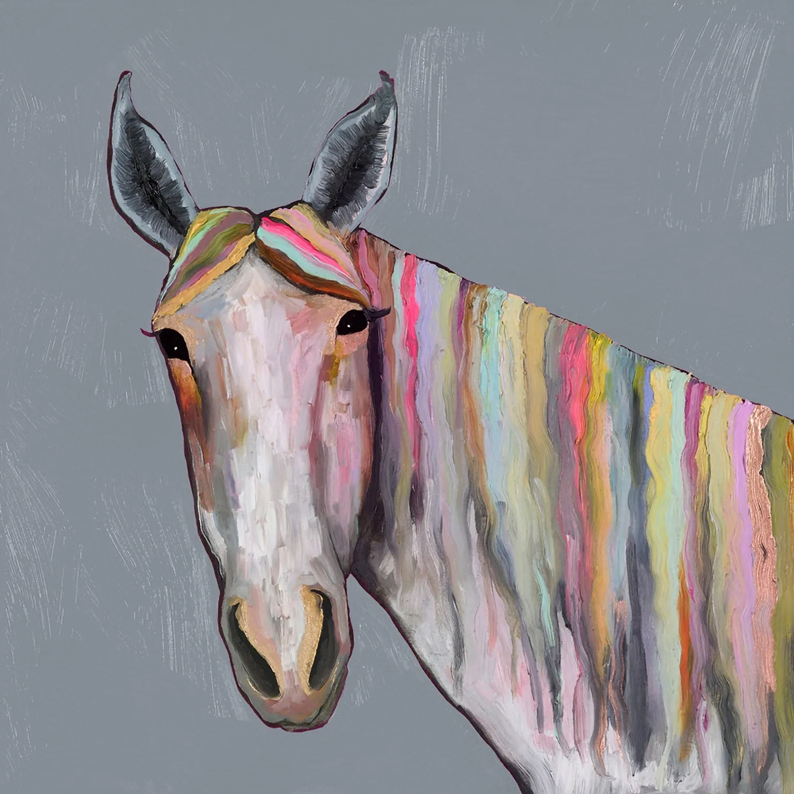 Horse On Gray Canvas Wall Art