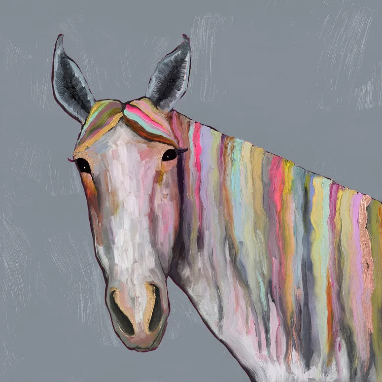 Horse On Gray Canvas Wall Art