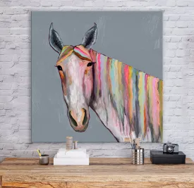 Horse On Gray Canvas Wall Art