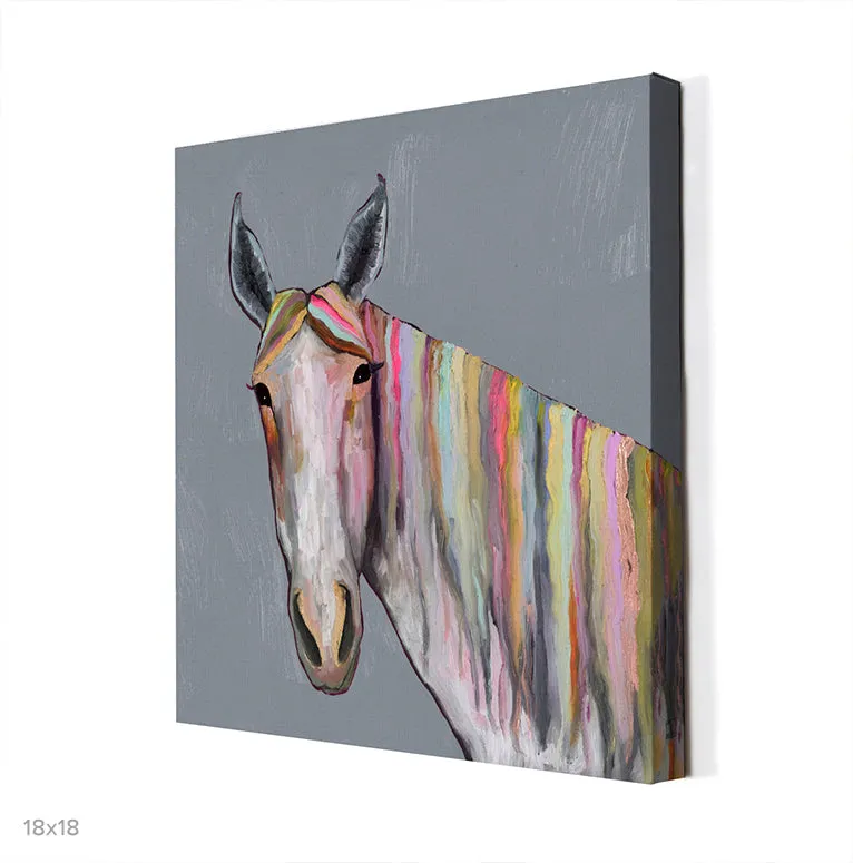 Horse On Gray Canvas Wall Art