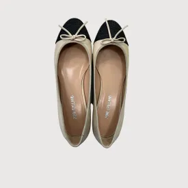 Jane Galland Beige Black Leather Ballerinas