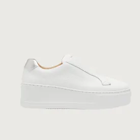 Jane Galland Off White Leather Flatform Laceless Trainers