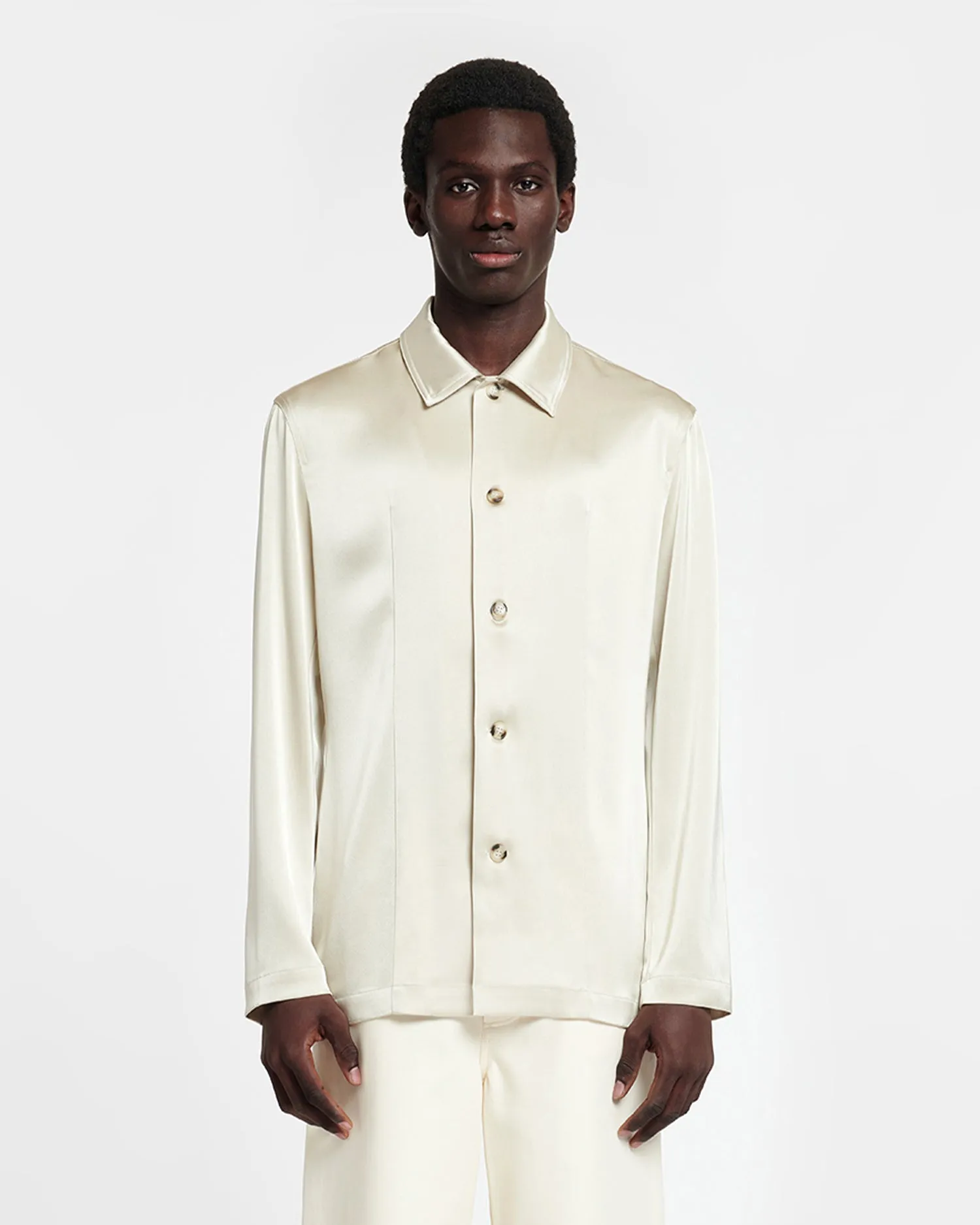 Jondar - Slip Satin Shirt - Porcelain