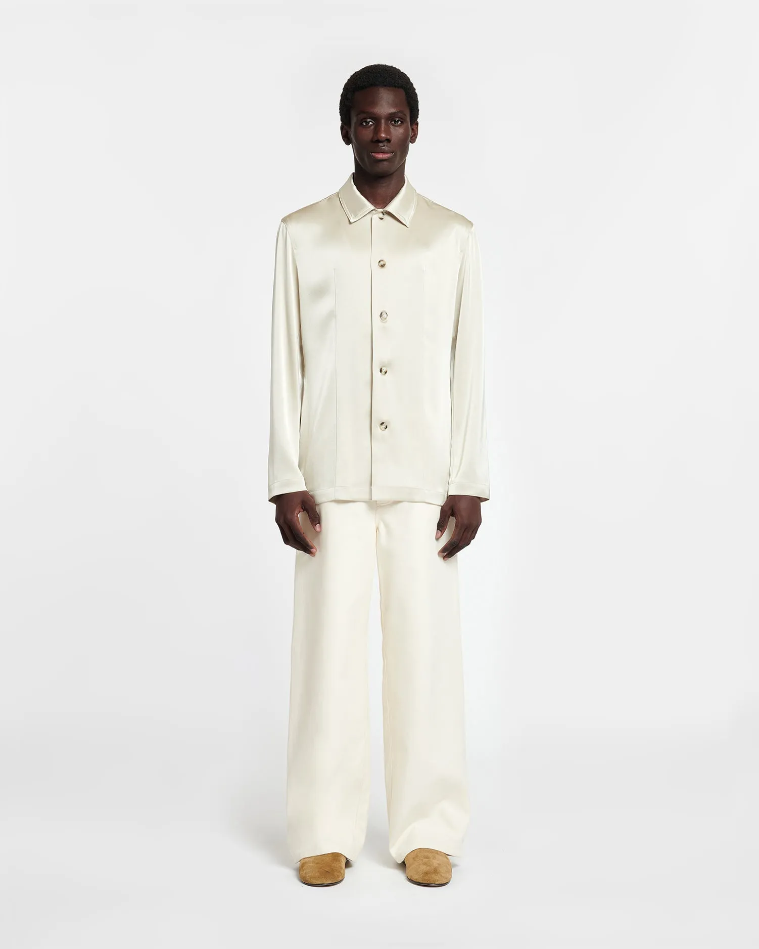 Jondar - Slip Satin Shirt - Porcelain