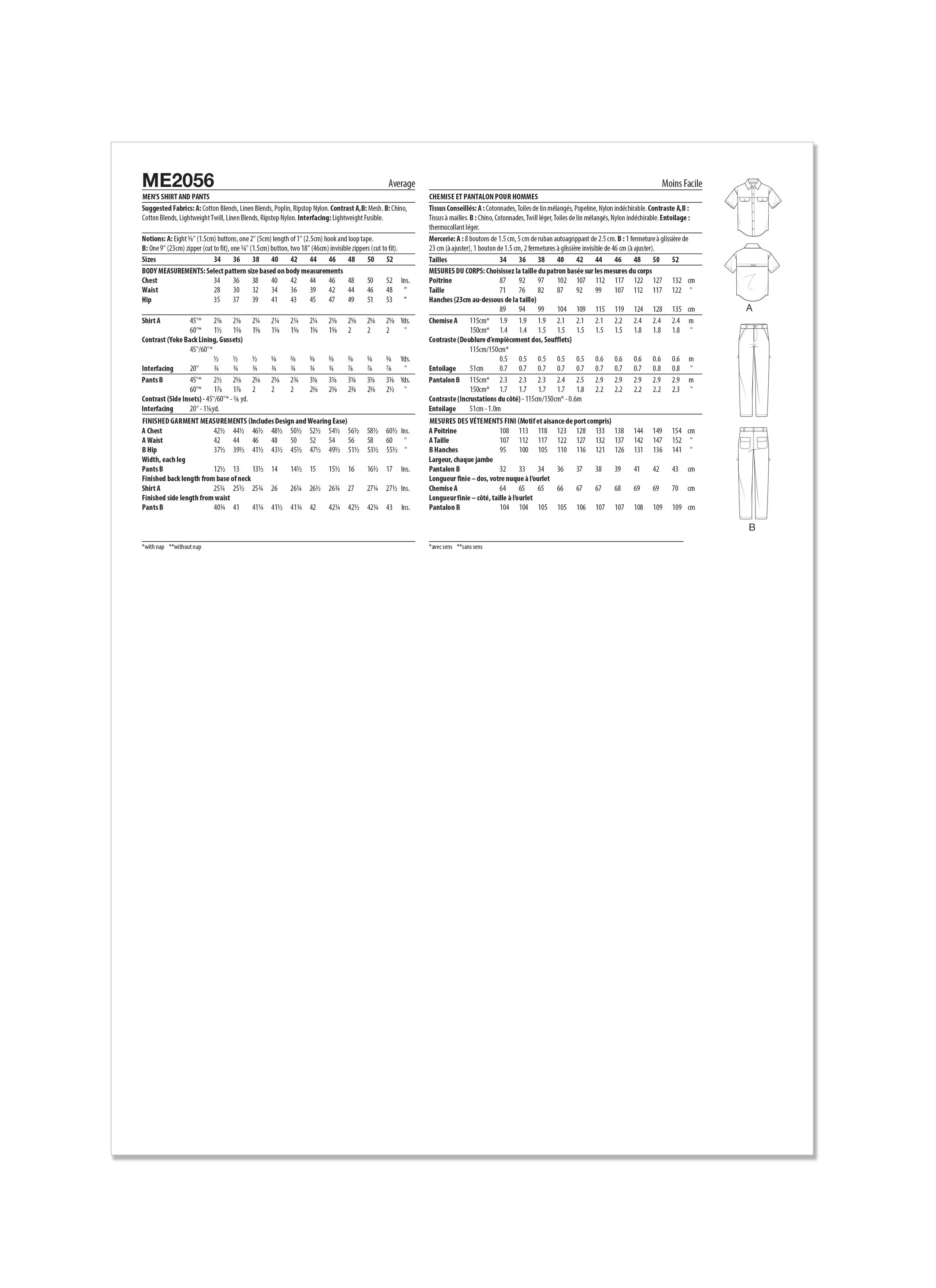 Know Me sewing pattern 2056 Men's Shirt and Pants by Donny Q