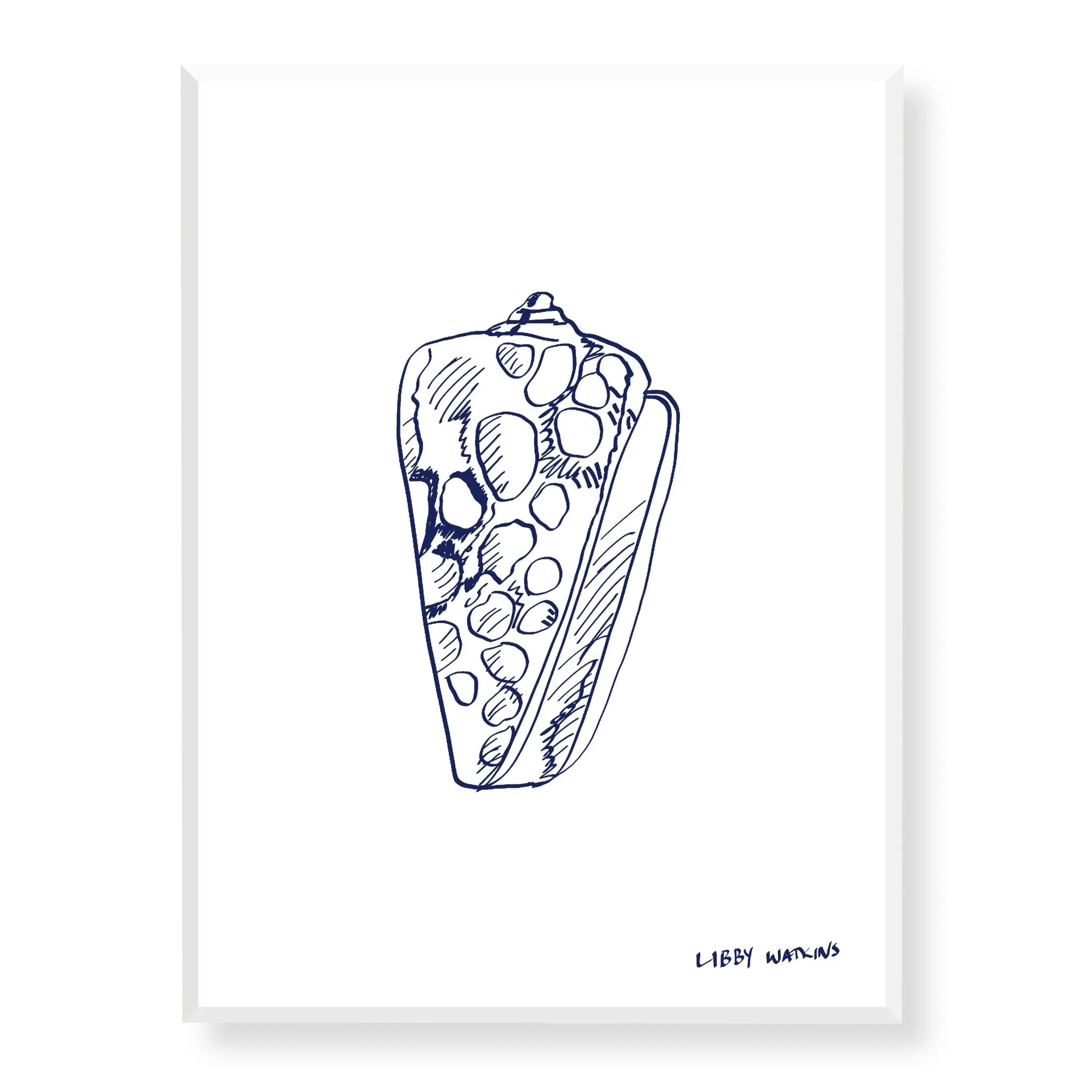 Leopard Cone Sea Shell in Indigo Canvas Print