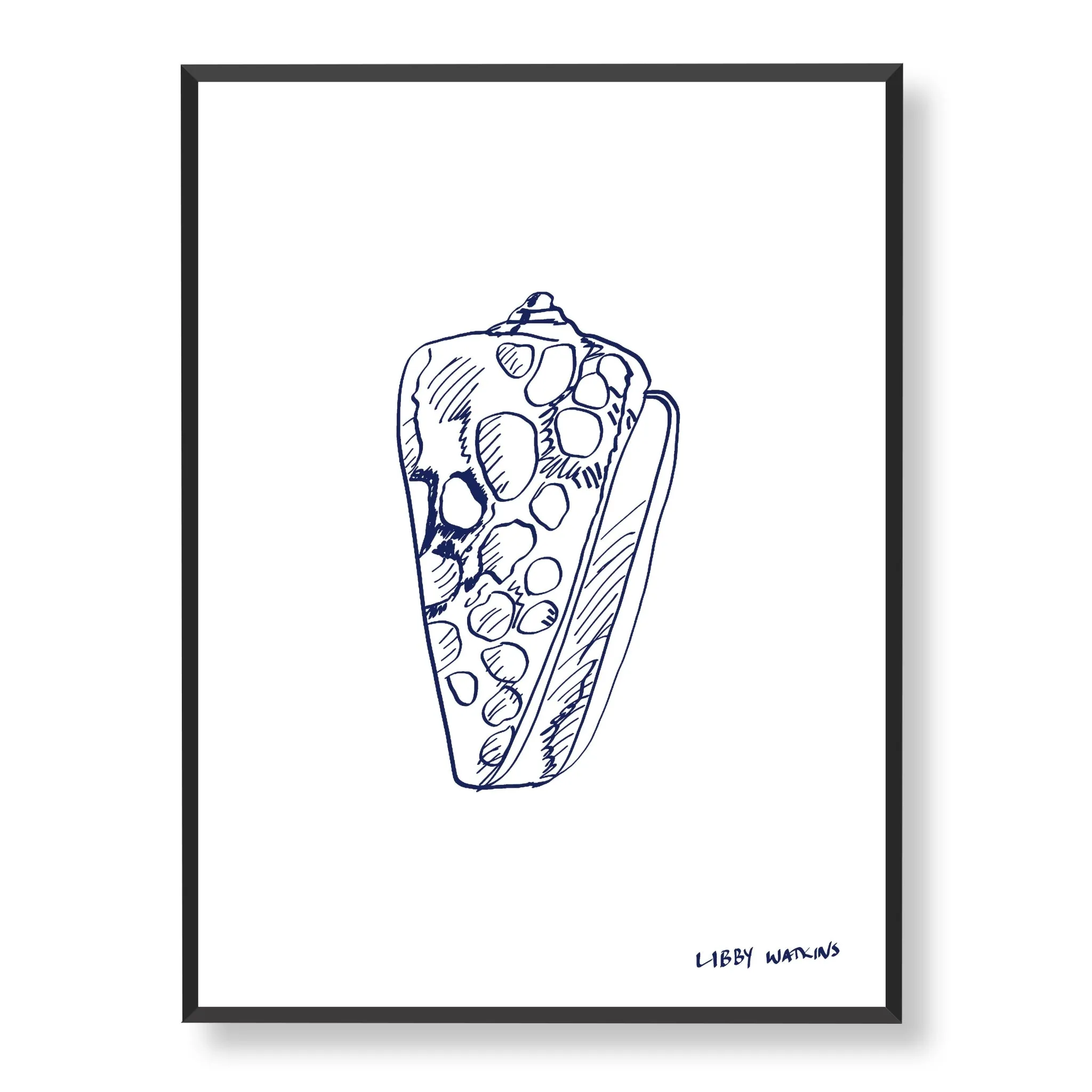 Leopard Cone Sea Shell in Indigo Canvas Print
