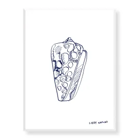 Leopard Cone Sea Shell in Indigo Canvas Print