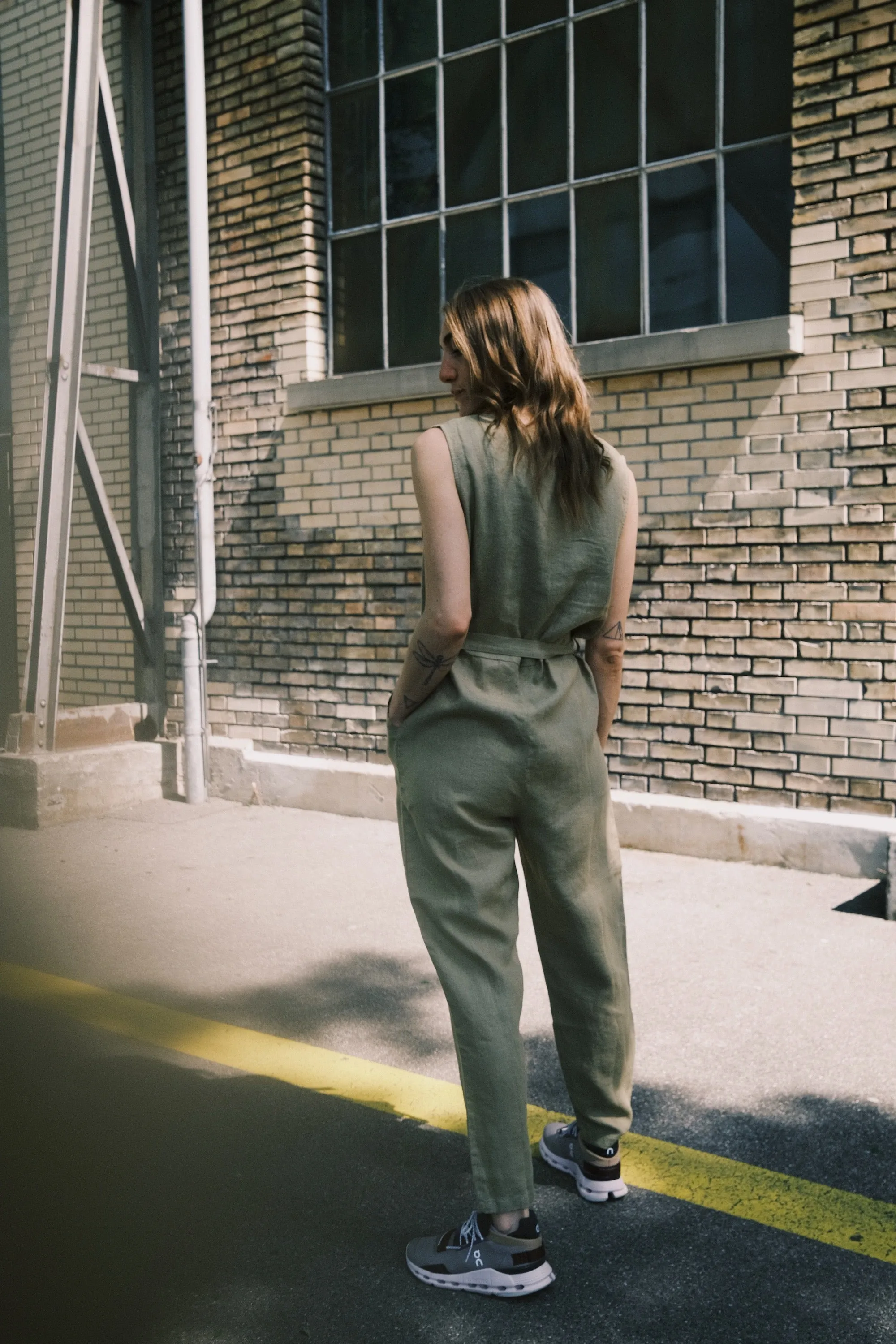 linen overall - willow