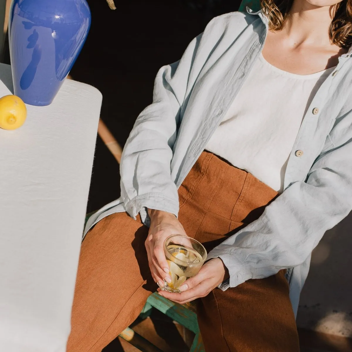 LIVORNO-2 oversized linen collar shirt