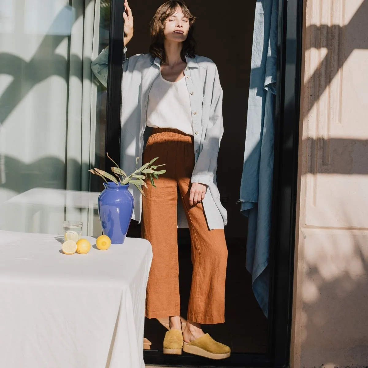 LIVORNO-2 oversized linen collar shirt