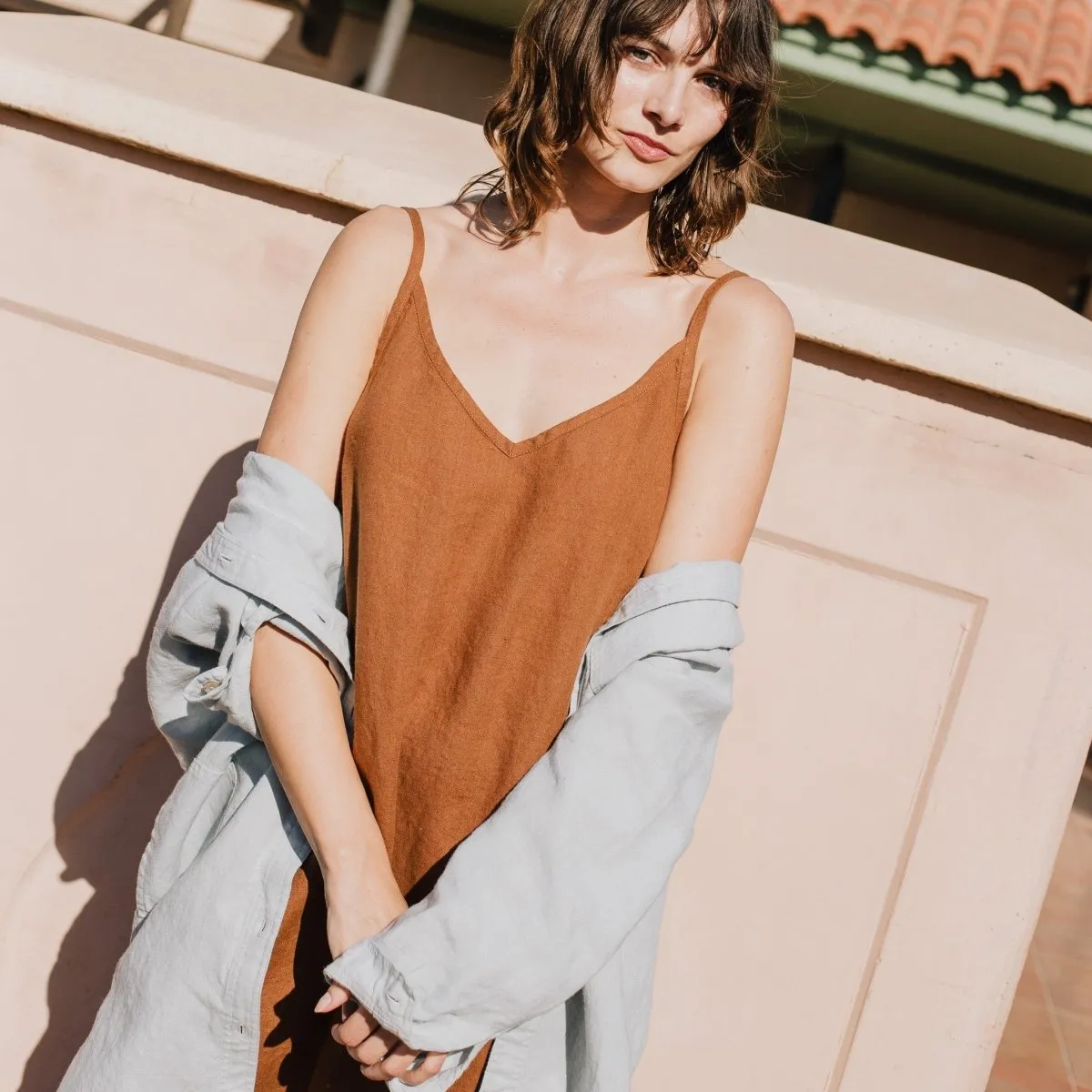 LIVORNO-2 oversized linen collar shirt
