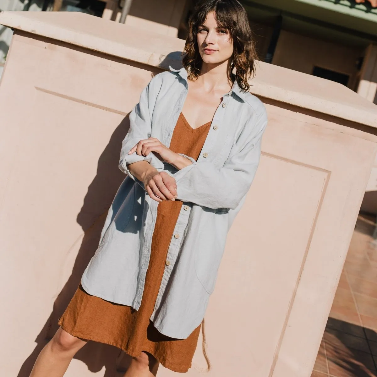 LIVORNO-2 oversized linen collar shirt