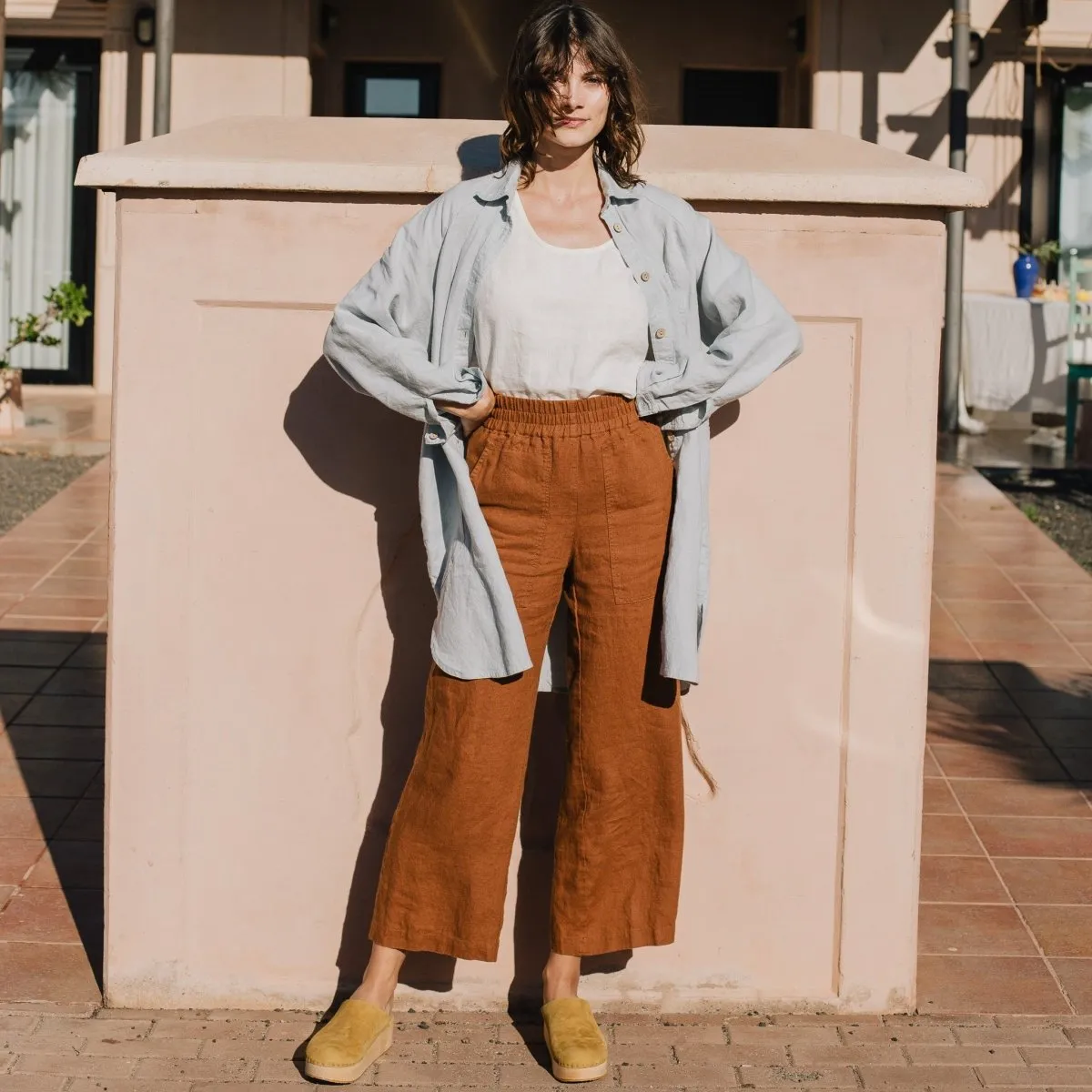 LIVORNO-2 oversized linen collar shirt