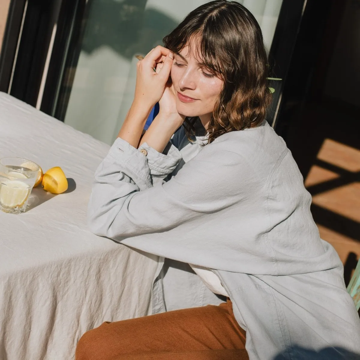 LIVORNO-2 oversized linen collar shirt