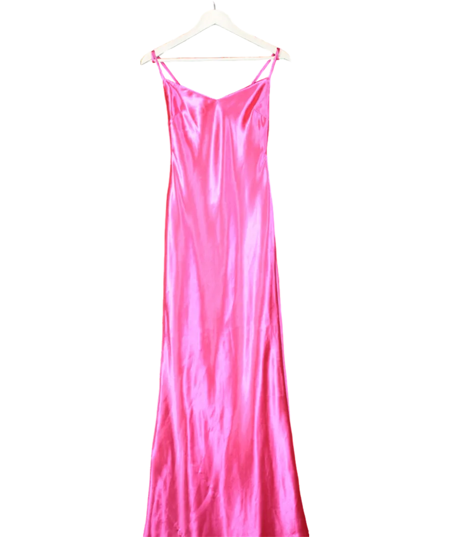 Lovers and Friends Pink Metallic Slip Maxi Dress UK XS