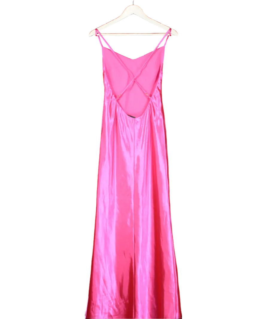 Lovers and Friends Pink Metallic Slip Maxi Dress UK XS