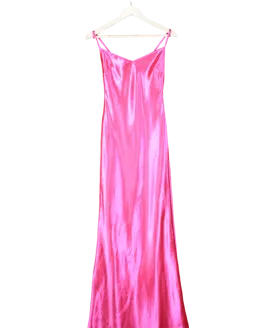 Lovers and Friends Pink Metallic Slip Maxi Dress UK XS