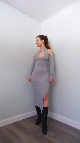 Majorelle Grey Cold Shoulder Bodycon Dress - XS