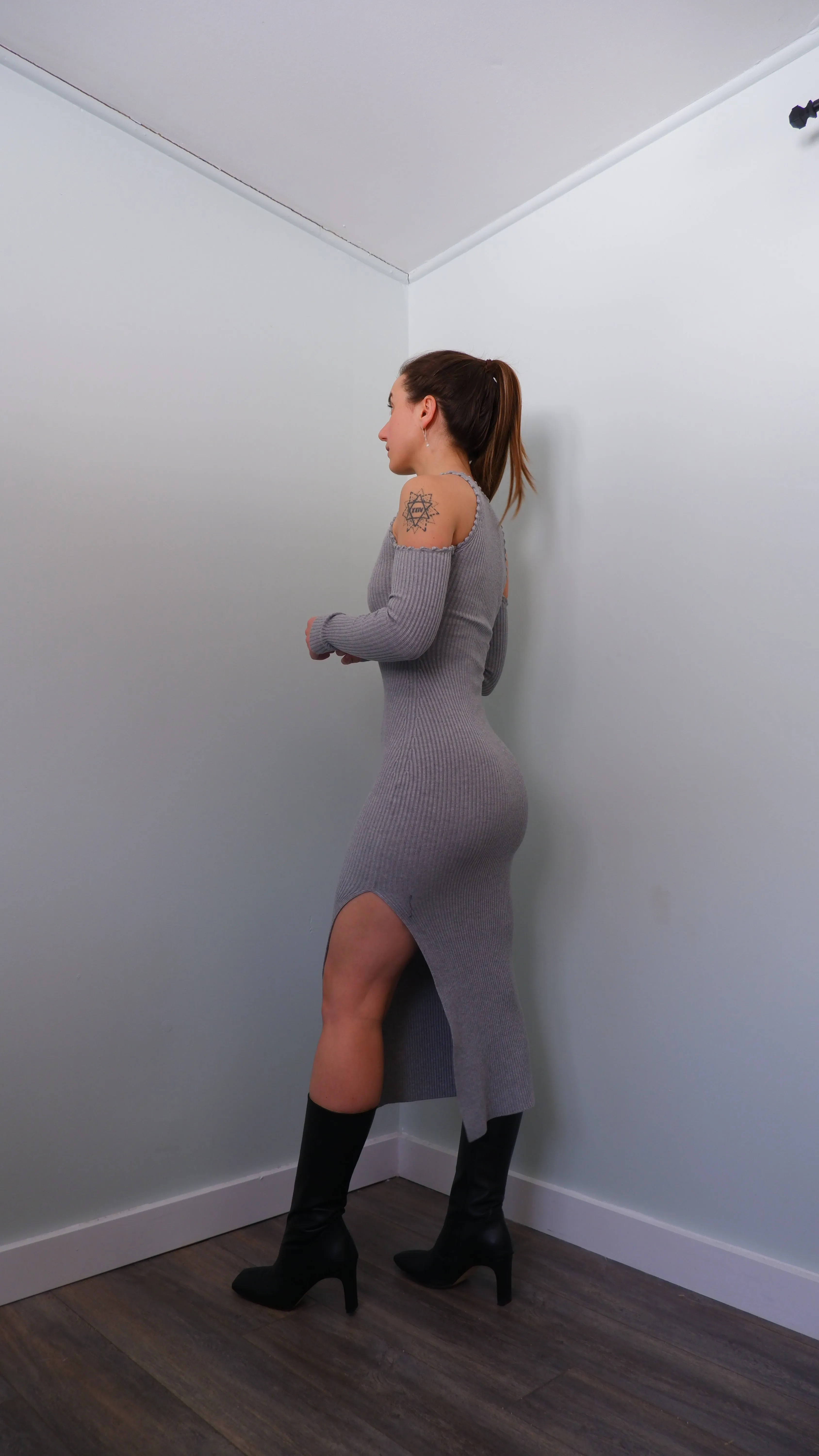 Majorelle Grey Cold Shoulder Bodycon Dress - XS