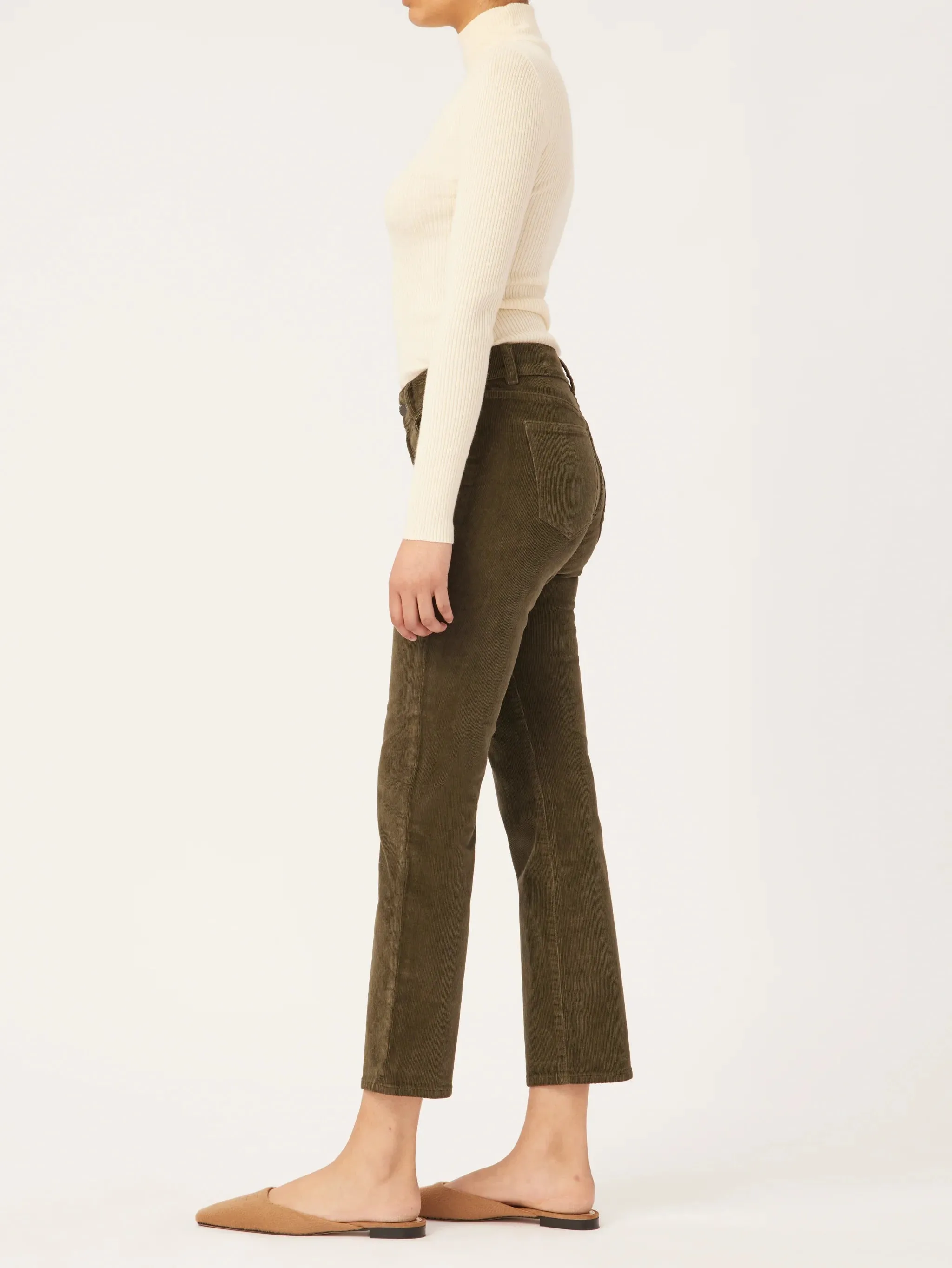 Mara Corduroy Straight Mid Rise Ankle - Dryad