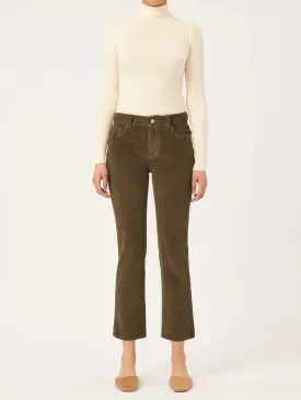 Mara Corduroy Straight Mid Rise Ankle - Dryad