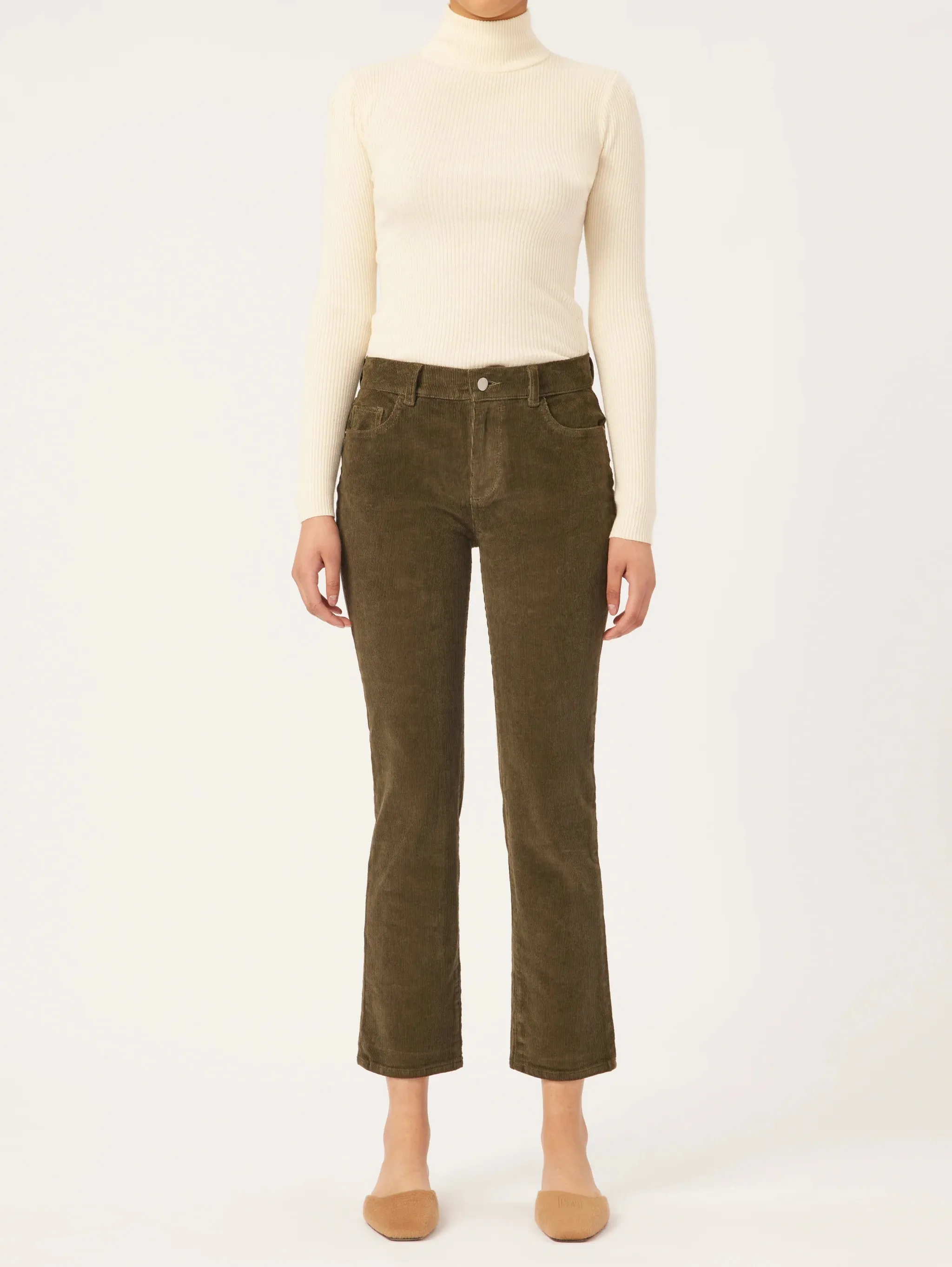 Mara Corduroy Straight Mid Rise Ankle - Dryad