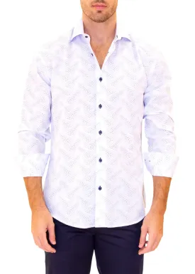 MEN'S LONG SLEEVES SHIRT | MODERN FIT EUROPEAN DESIGN NAVY, WHITE | 202506