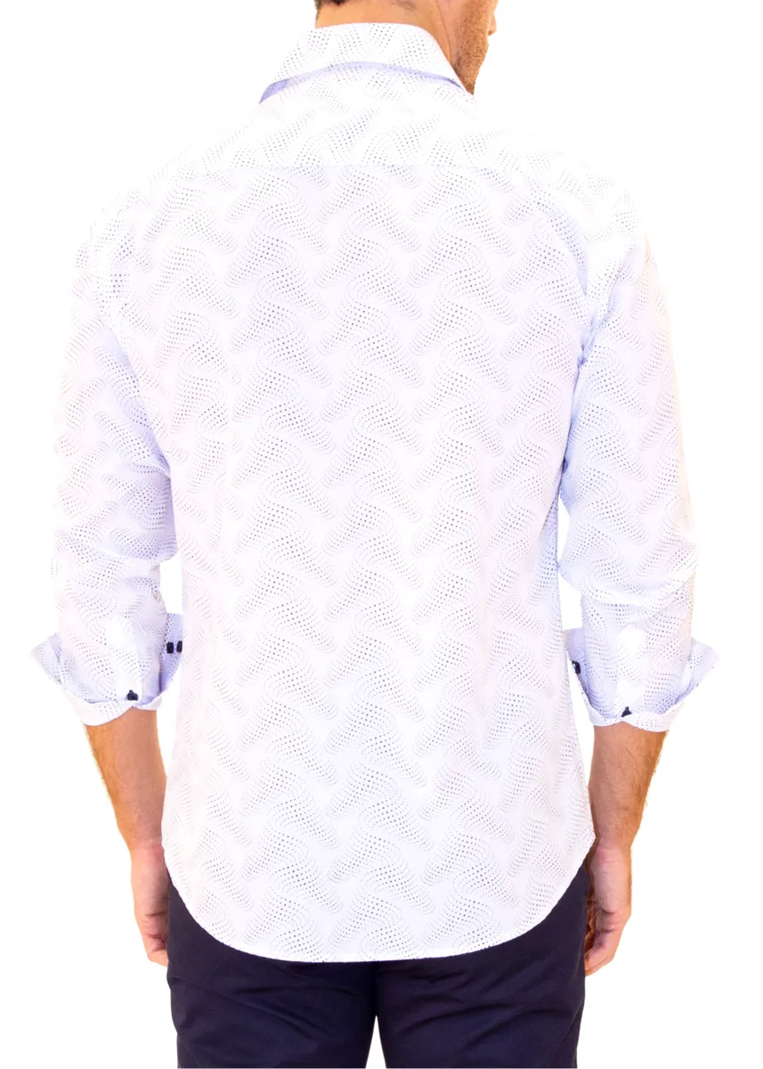 MEN'S LONG SLEEVES SHIRT | MODERN FIT EUROPEAN DESIGN NAVY, WHITE | 202506