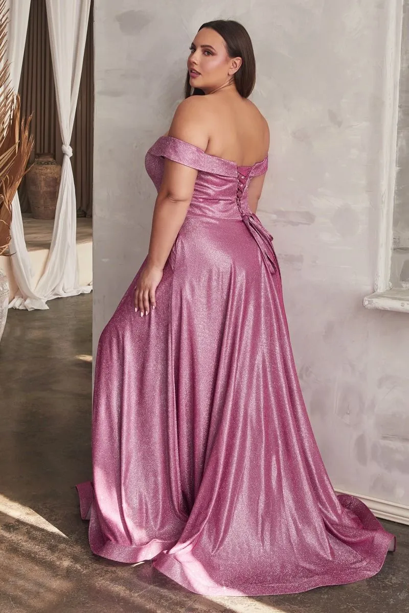 METALLIC OFF THE SHOULDER BALL GOWN CDCD210C