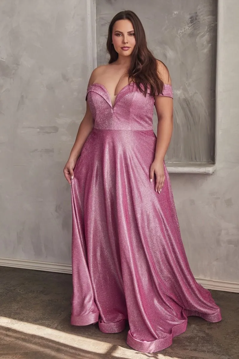 METALLIC OFF THE SHOULDER BALL GOWN CDCD210C