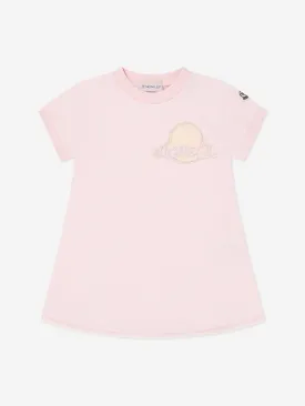 Moncler Enfant Girls Fit and Flare Logo Dress in Pink