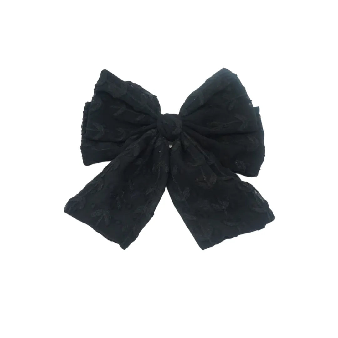Monochrome Floral Large Bow Hair Clip