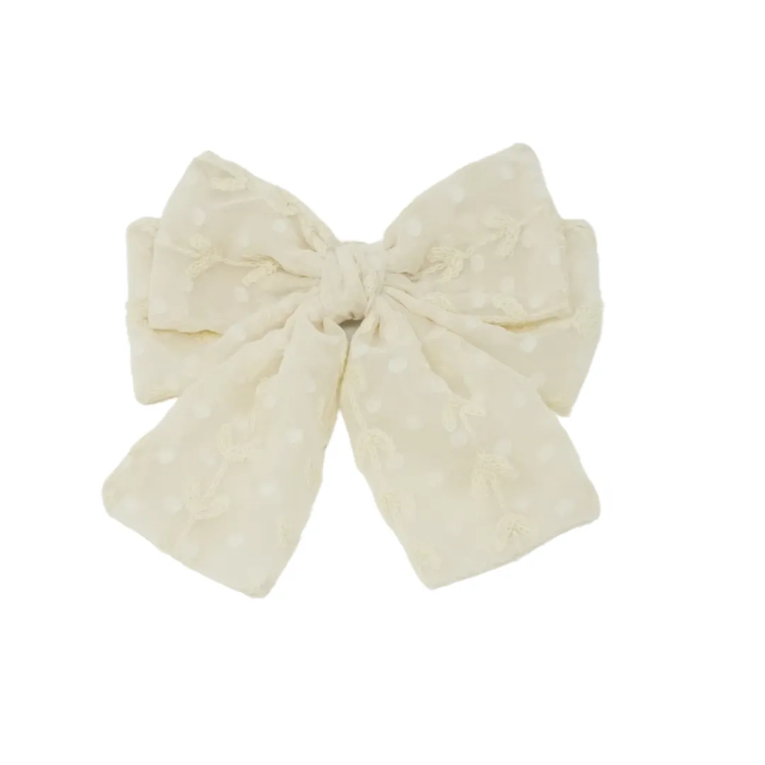 Monochrome Floral Large Bow Hair Clip