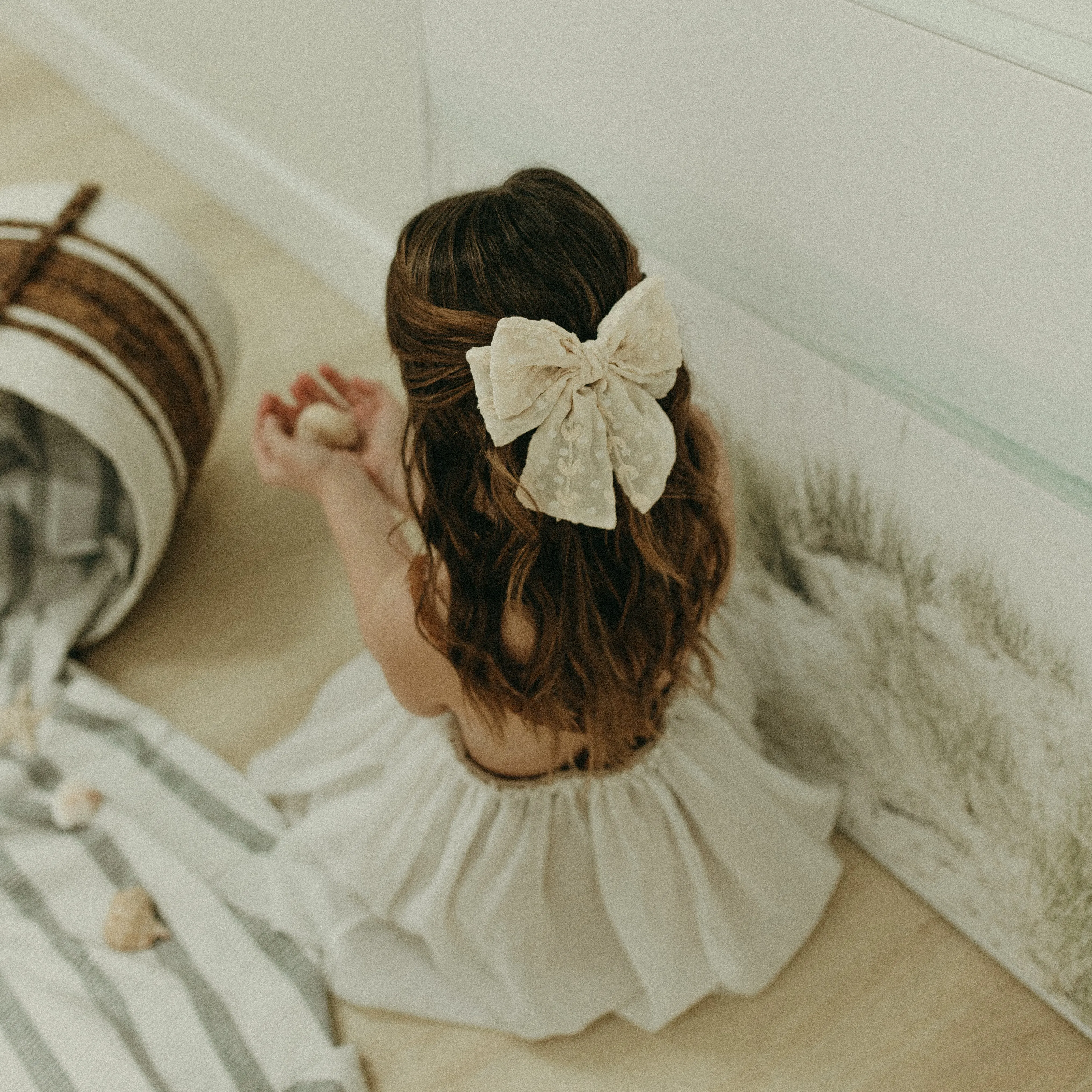 Monochrome Floral Large Bow Hair Clip