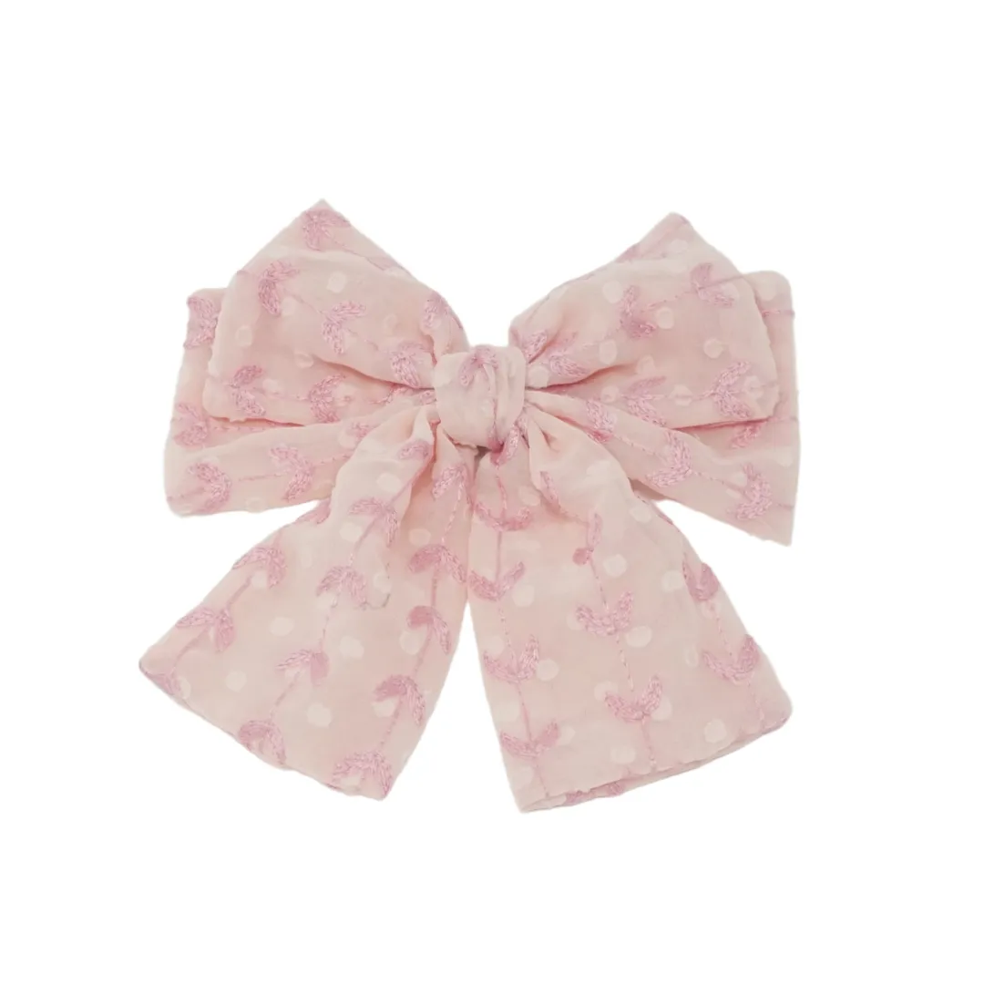 Monochrome Floral Large Bow Hair Clip