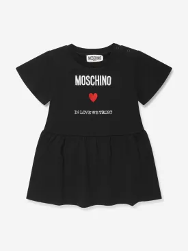 Moschino Baby Girls Logo Jersey Dress in Black