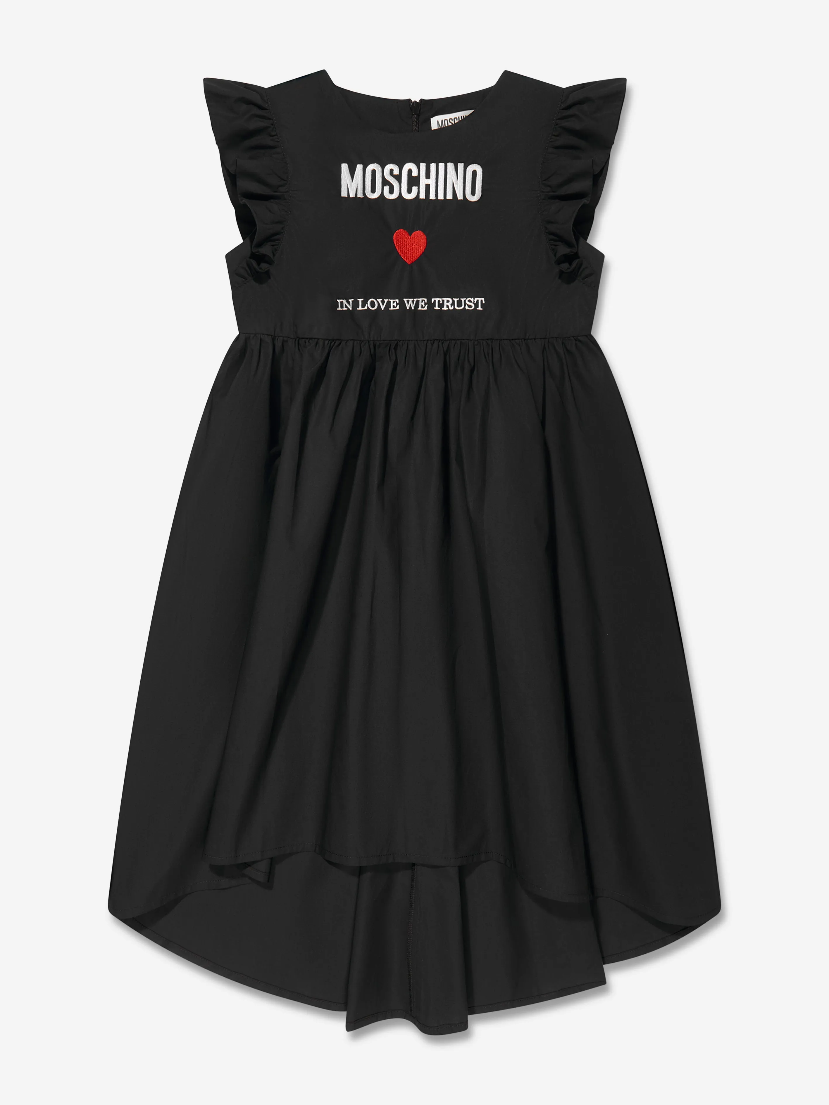 Moschino Girls Cotton Logo Dress in Black