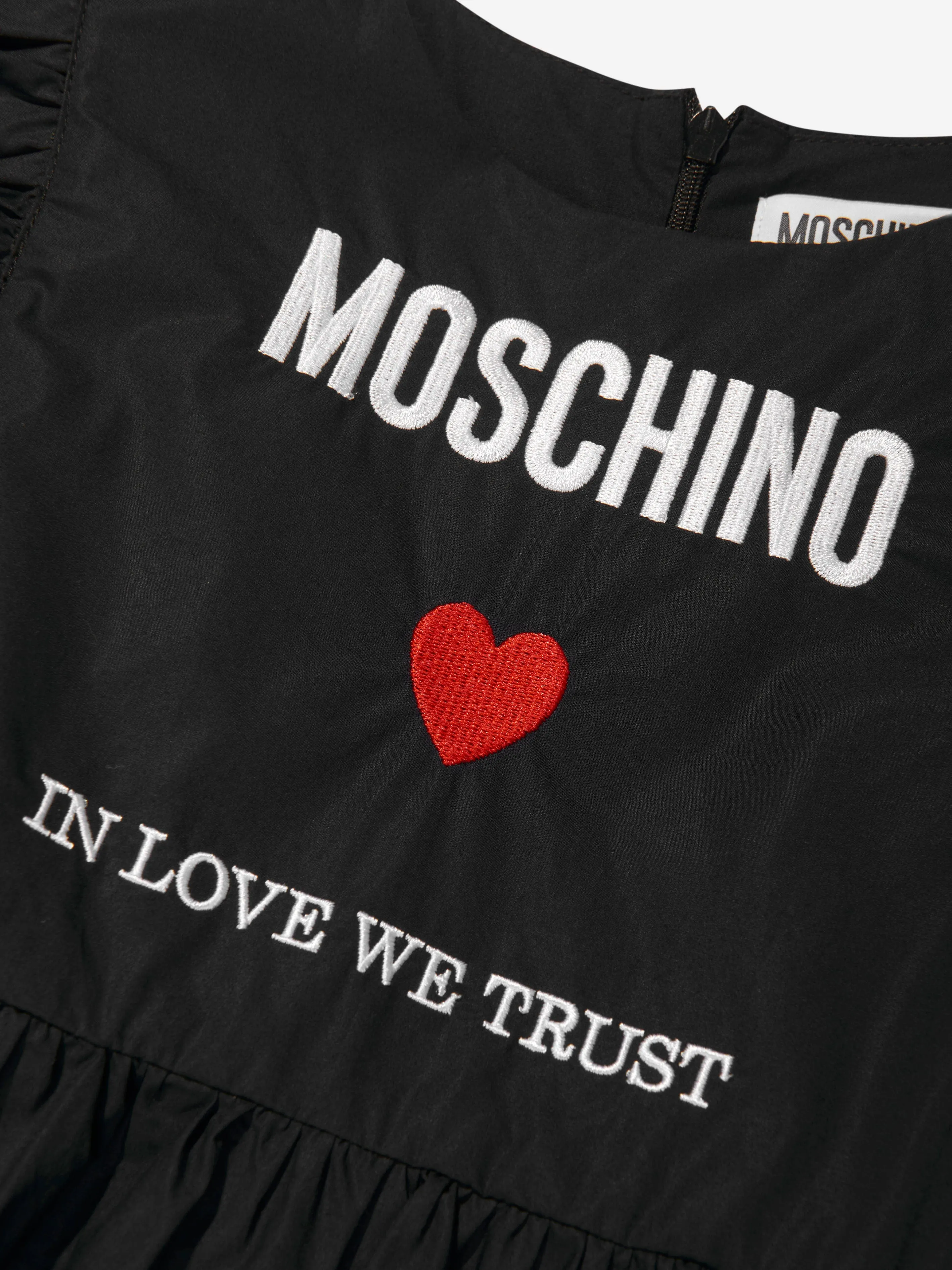 Moschino Girls Cotton Logo Dress in Black