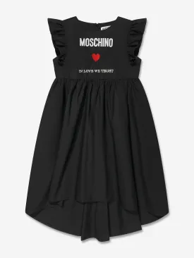 Moschino Girls Cotton Logo Dress in Black