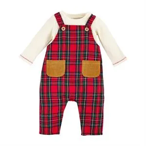 mudpie - Tartan Overall Set