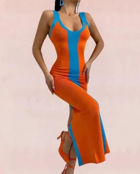 Mystic Charm Bodycon Maxi Dress - Orange
