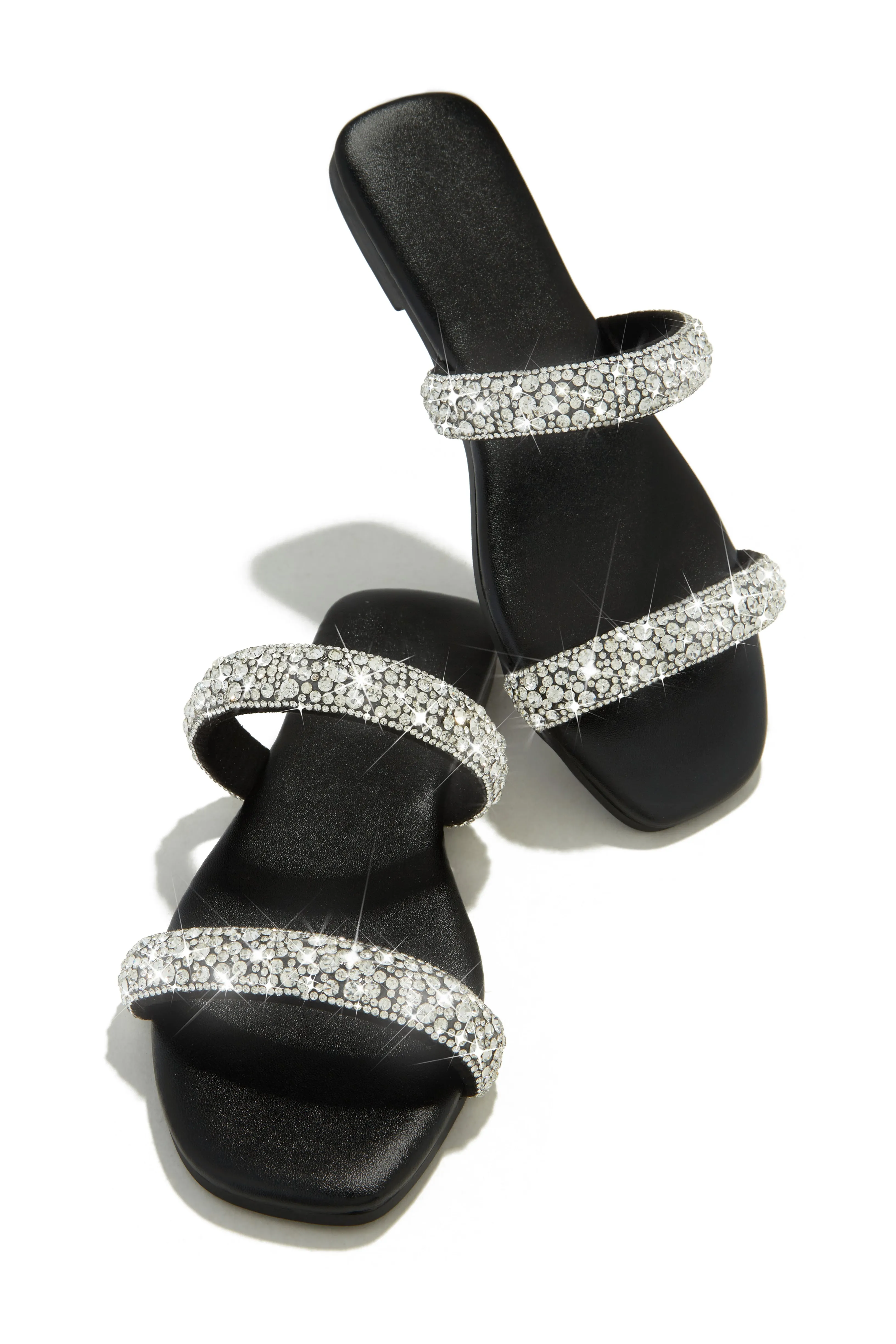 Natalia Embellished Slip On Sandals - Silver